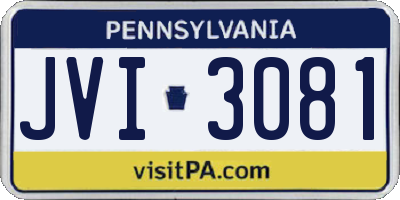 PA license plate JVI3081