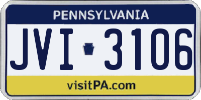 PA license plate JVI3106