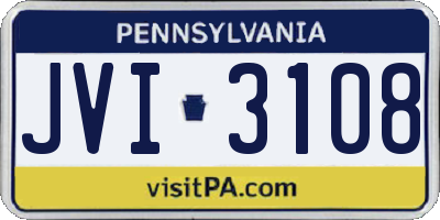PA license plate JVI3108