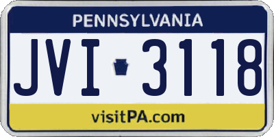 PA license plate JVI3118
