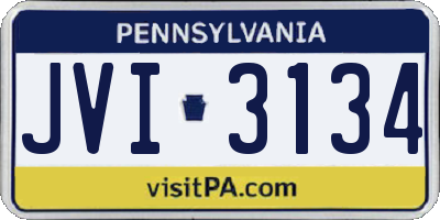 PA license plate JVI3134