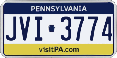 PA license plate JVI3774