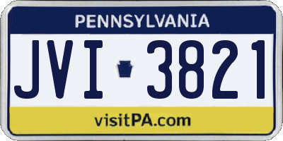 PA license plate JVI3821