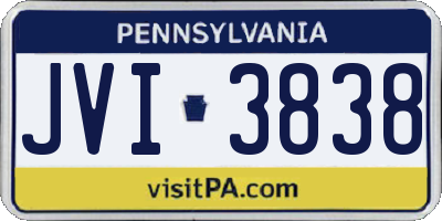 PA license plate JVI3838
