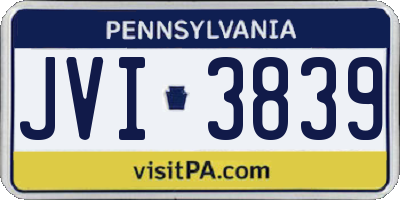PA license plate JVI3839