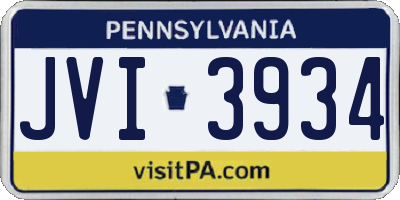 PA license plate JVI3934