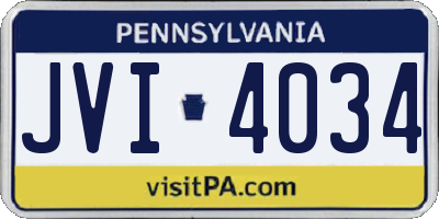 PA license plate JVI4034