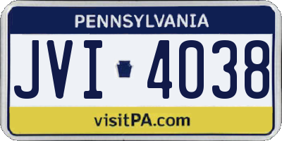 PA license plate JVI4038