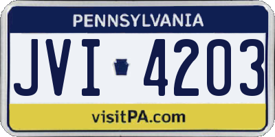 PA license plate JVI4203
