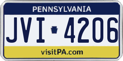PA license plate JVI4206