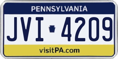 PA license plate JVI4209