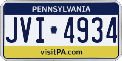 PA license plate JVI4934