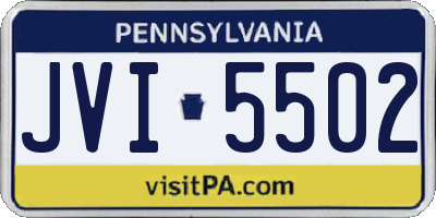 PA license plate JVI5502