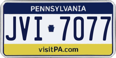 PA license plate JVI7077