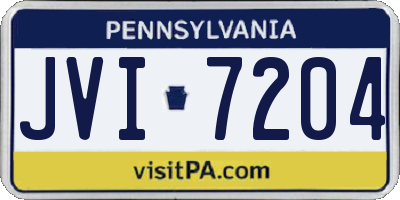 PA license plate JVI7204