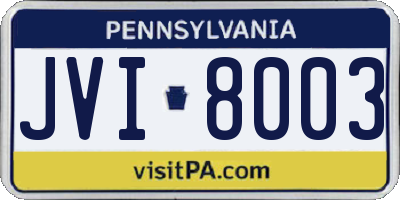 PA license plate JVI8003