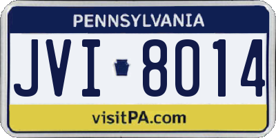 PA license plate JVI8014