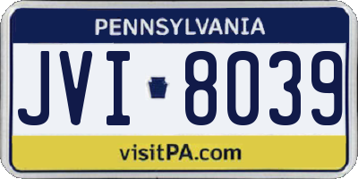 PA license plate JVI8039