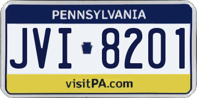 PA license plate JVI8201
