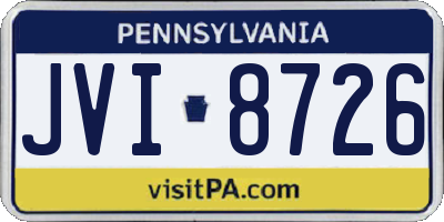 PA license plate JVI8726