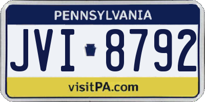 PA license plate JVI8792
