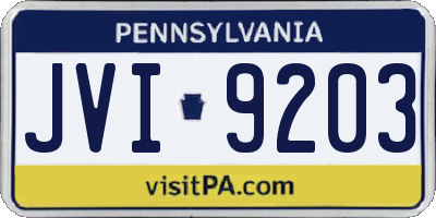 PA license plate JVI9203