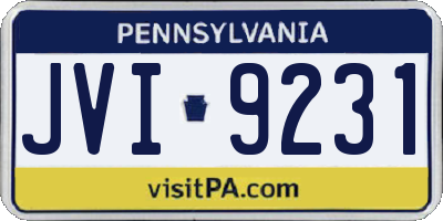 PA license plate JVI9231