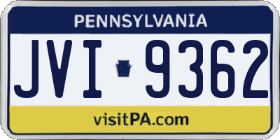 PA license plate JVI9362