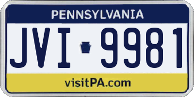 PA license plate JVI9981