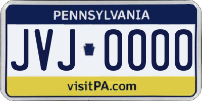 PA license plate JVJ0000