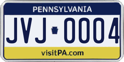 PA license plate JVJ0004