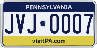 PA license plate JVJ0007