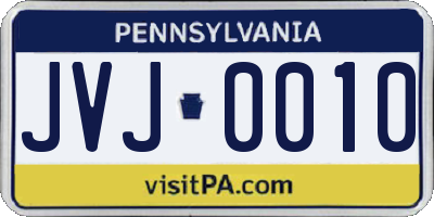 PA license plate JVJ0010