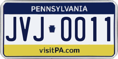PA license plate JVJ0011