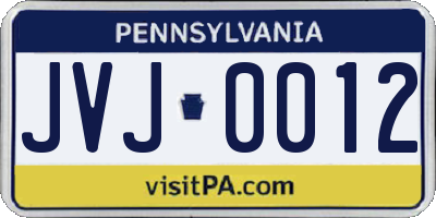 PA license plate JVJ0012