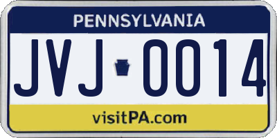 PA license plate JVJ0014