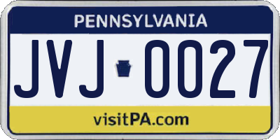 PA license plate JVJ0027