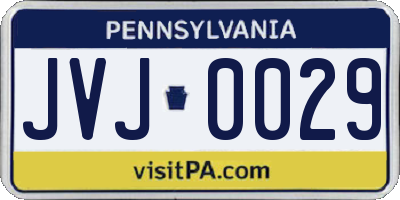 PA license plate JVJ0029