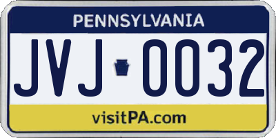PA license plate JVJ0032