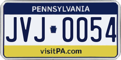 PA license plate JVJ0054