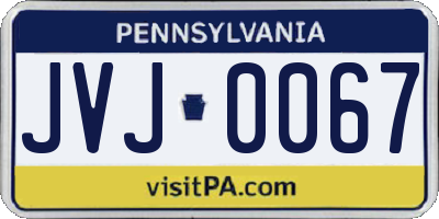 PA license plate JVJ0067
