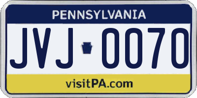 PA license plate JVJ0070