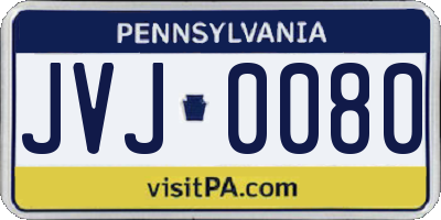 PA license plate JVJ0080