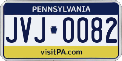 PA license plate JVJ0082