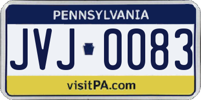 PA license plate JVJ0083