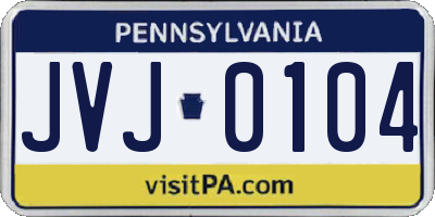 PA license plate JVJ0104