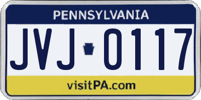PA license plate JVJ0117