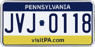 PA license plate JVJ0118