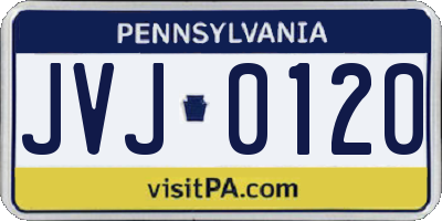 PA license plate JVJ0120