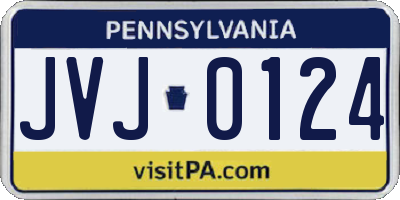 PA license plate JVJ0124
